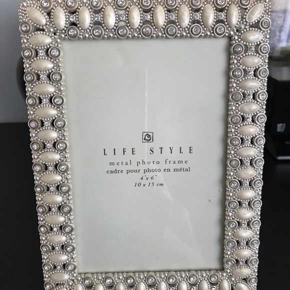 Frame Photo Picture White Metal 4 x 6 in, Beads & Stones, new - Picture 2 of 5
